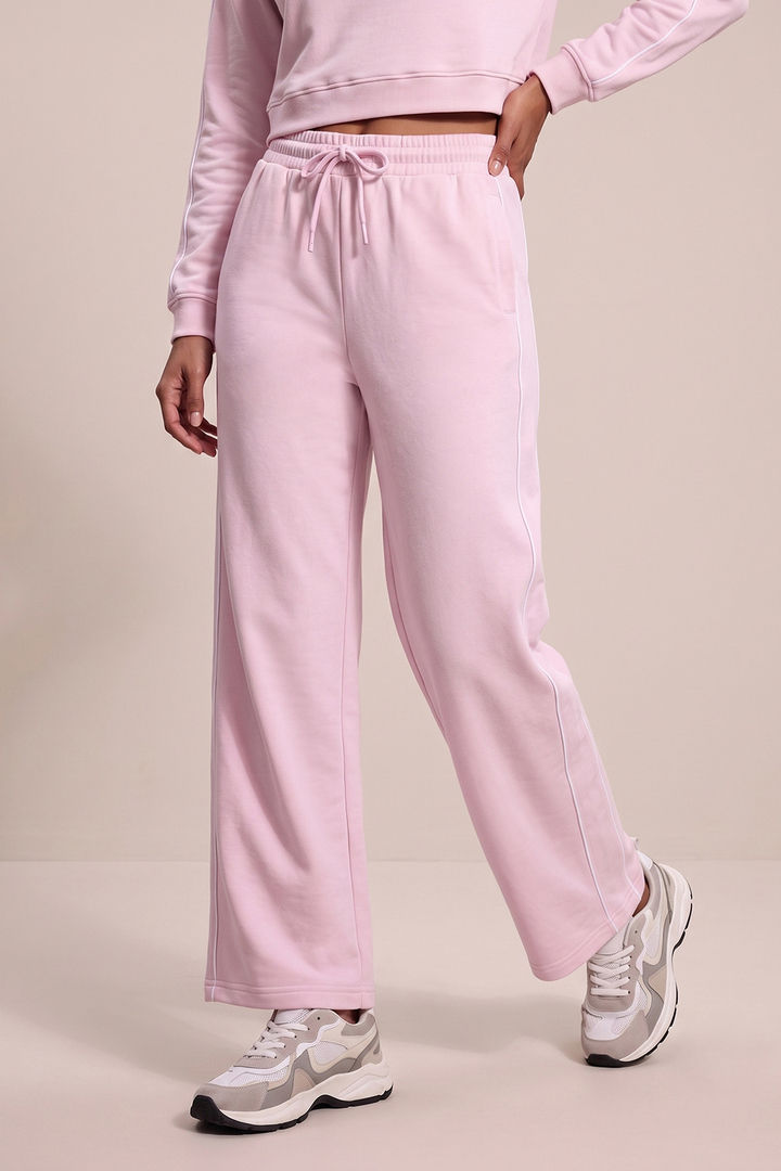 Zivame Knit Poly Athleisure Wide Leg Pants - Pale Lilac — image 2
